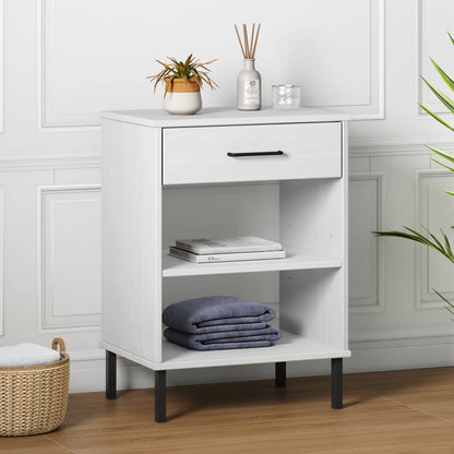 Armoire console avec pieds en métal Blanc Bois pin massif OSLO