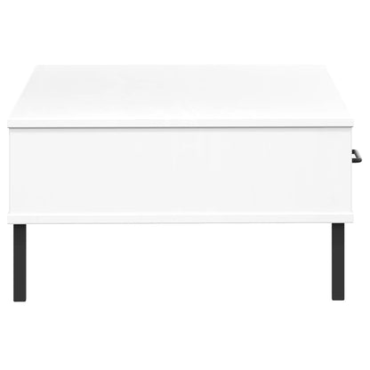 Table basse avec pieds en métal Blanc Bois pin massif OSLO