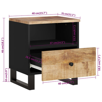 Table de chevet Bois de manguier solide et bois d'ingénierie