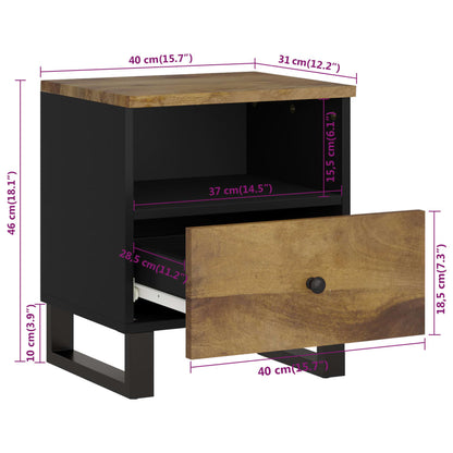 Table de chevet Bois de manguier solide et bois d'ingénierie