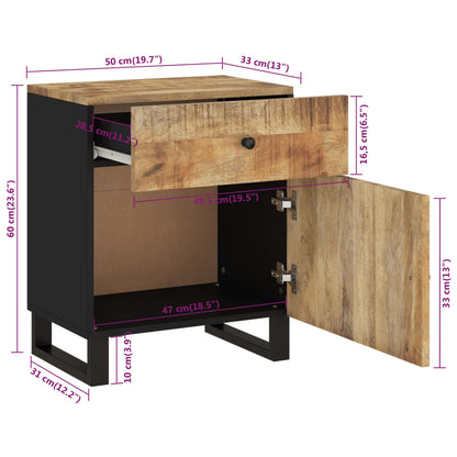 Table de chevet 50x33x60 cm Bois de manguier et d'ingénierie