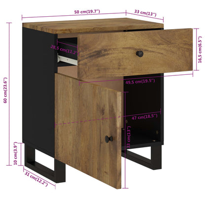 Table de chevet 50x33x60 cm Bois de manguier et d'ingénierie