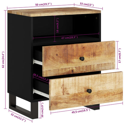 Table de chevet 50x33x62 cm Bois de manguier et d'ingénierie