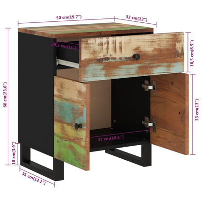 Table de chevet 50x33x60cm Bois de récupération et d'ingénierie