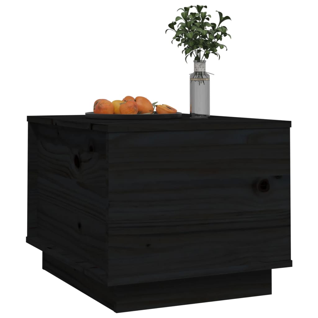 Table basse Noir 40x50x35 cm Bois massif de pin