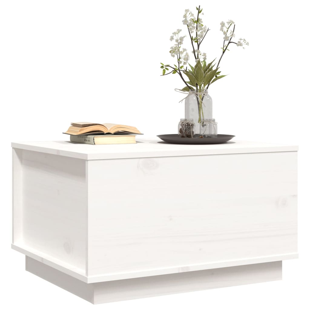 Table basse Blanc 60x50x35 cm Bois massif de pin