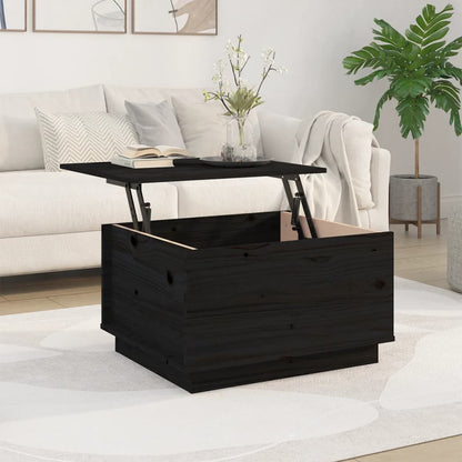 Table basse Noir 60x50x35 cm Bois massif de pin