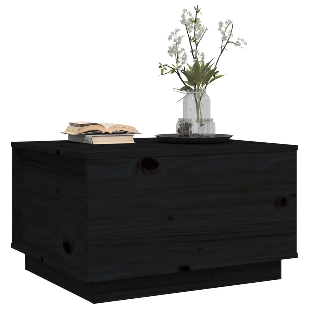 Table basse Noir 60x50x35 cm Bois massif de pin