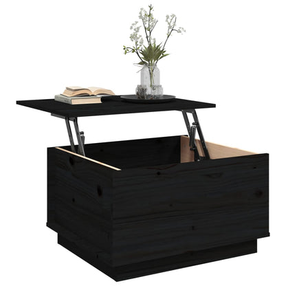 Table basse Noir 60x50x35 cm Bois massif de pin