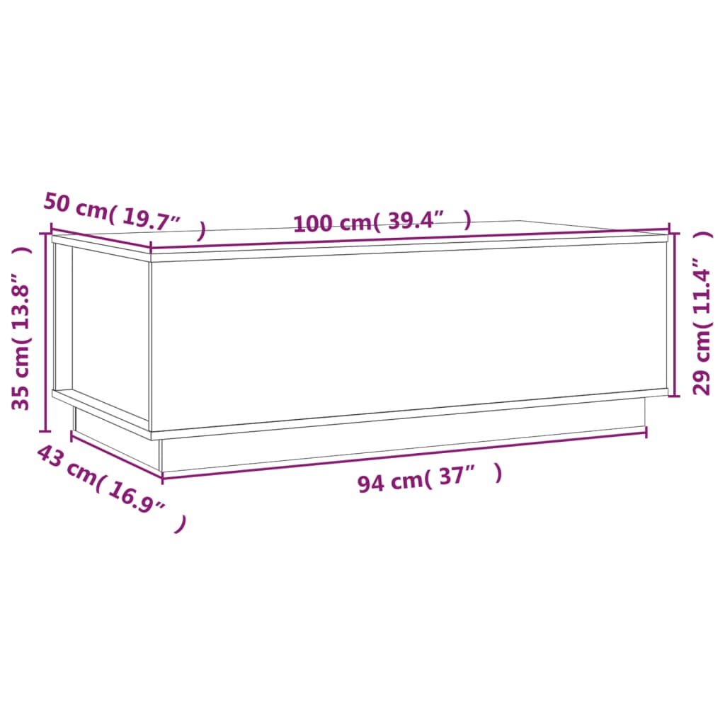 Table basse Gris 100x50x35 cm Bois massif de pin