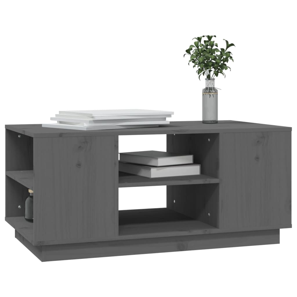 Table basse Gris 90x49x40,5 cm Bois massif de pin