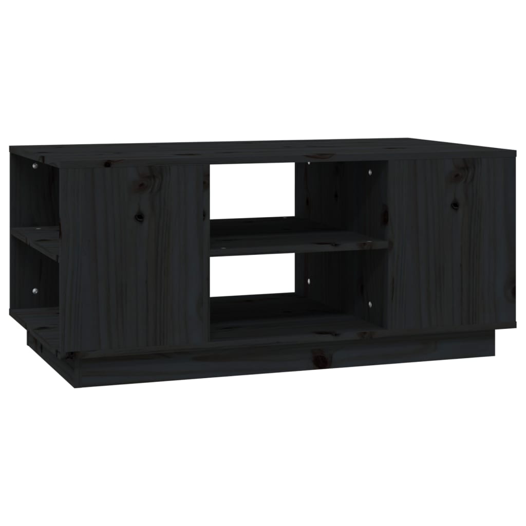 Table basse Noir 90x49x40,5 cm Bois massif de pin