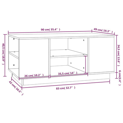 Table basse Noir 90x49x40,5 cm Bois massif de pin