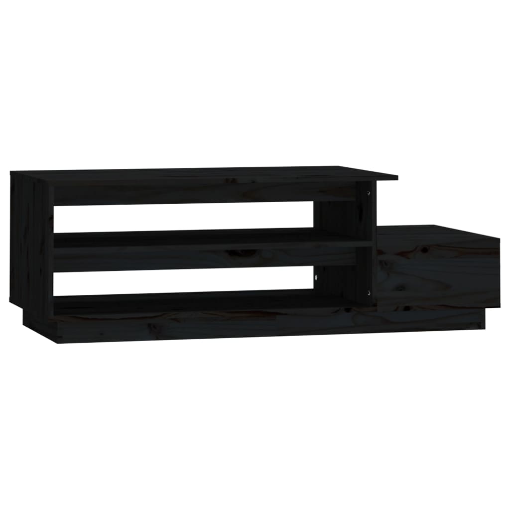 Table basse Noir 120x50x40,5 cm Bois massif de pin