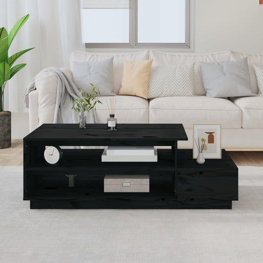 Table basse Noir 120x50x40,5 cm Bois massif de pin