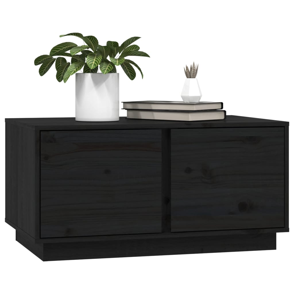 Table basse Noir 80x50x40 cm Bois massif de pin