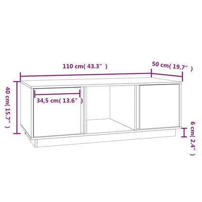 Table basse Gris 110x50x40 cm Bois massif de pin