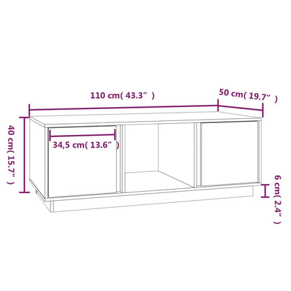 Table basse Noir 110x50x40 cm Bois massif de pin