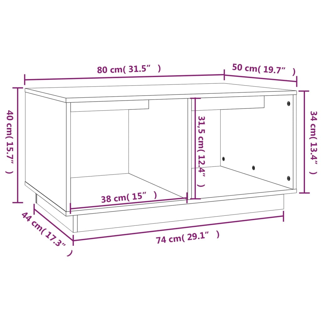 Table basse 80x50x40 cm Bois massif de pin