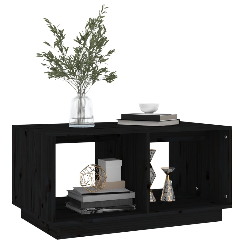 Table basse Noir 80x50x40 cm Bois massif de pin