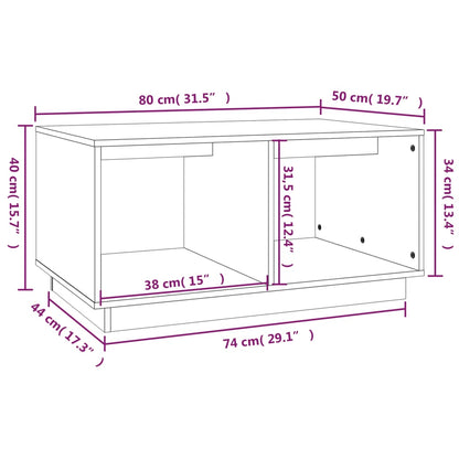 Table basse Noir 80x50x40 cm Bois massif de pin