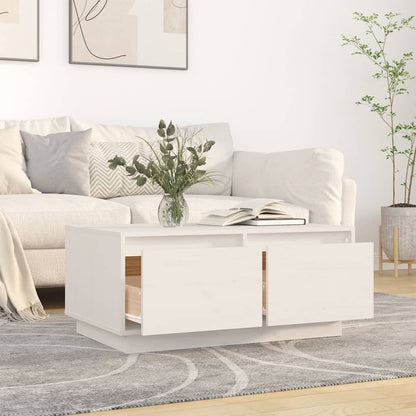 Table basse Blanc 80x50x35 cm Bois massif de pin