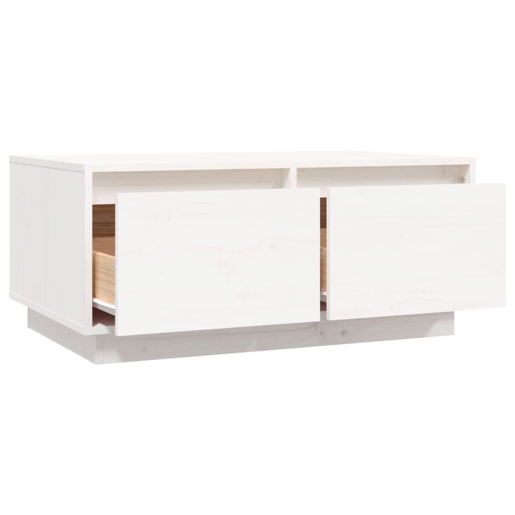 Table basse Blanc 80x50x35 cm Bois massif de pin