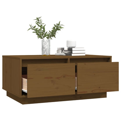 Table basse Marron miel 80x50x35 cm Bois massif de pin