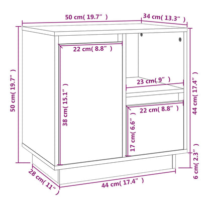 Table de chevet Gris 50x34x50 cm Bois de pin massif