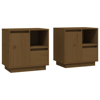 Tables de chevet 2pcs Marron miel 50x34x50cm Bois de pin massif