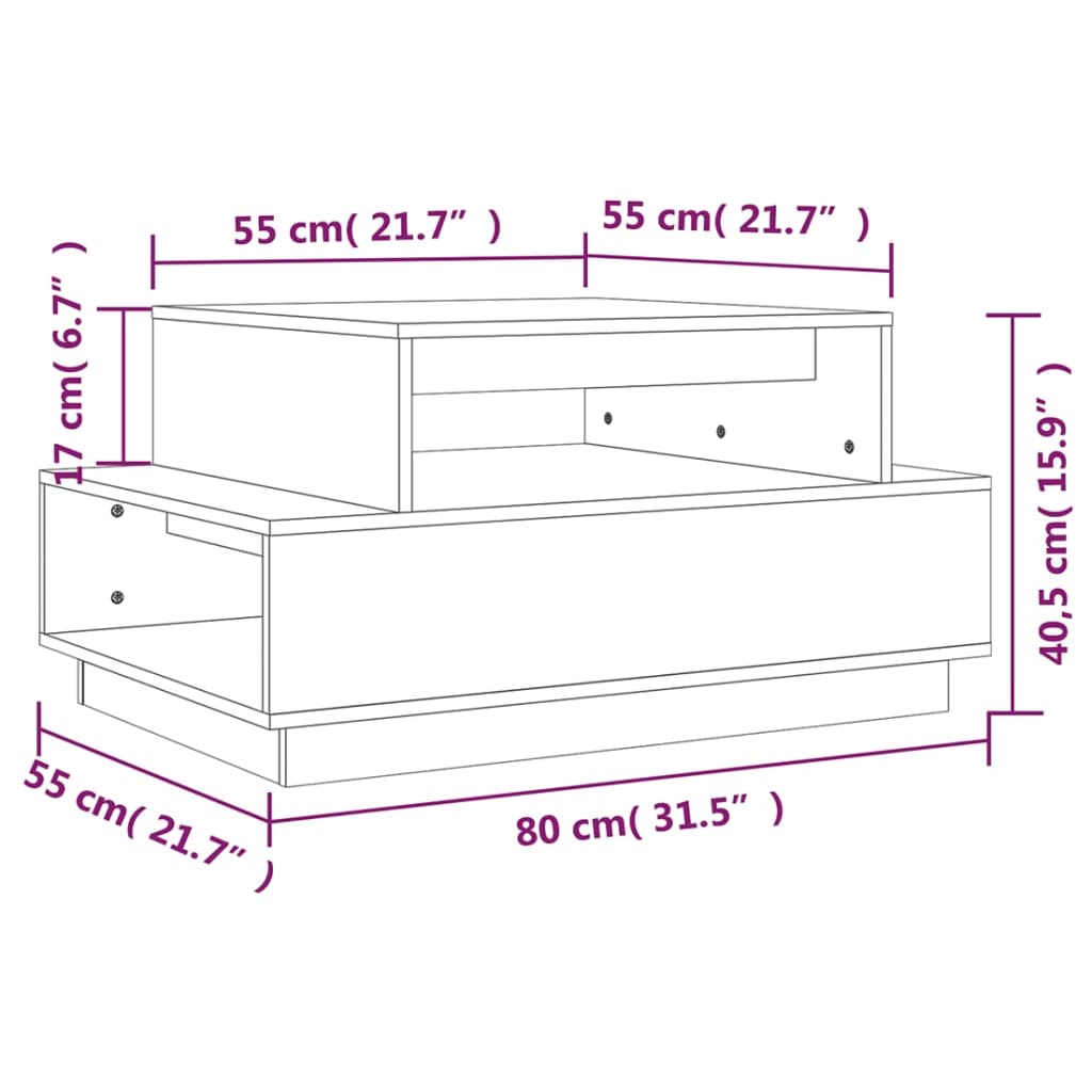 Table basse 80x55x40,5 cm Bois massif de pin