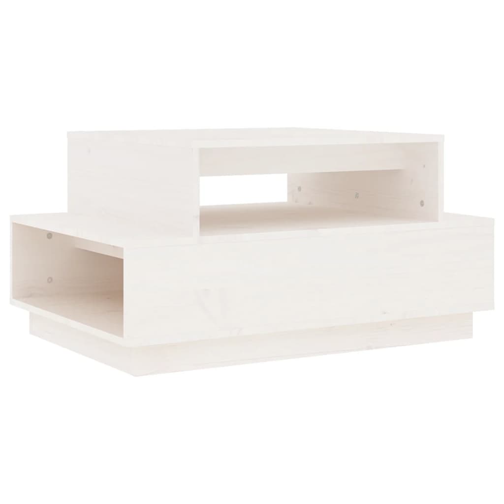 Table basse Blanc 80x55x40,5 cm Bois massif de pin