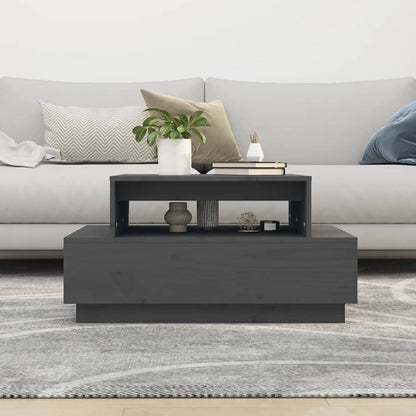 Table basse Gris 80x55x40,5 cm Bois massif de pin