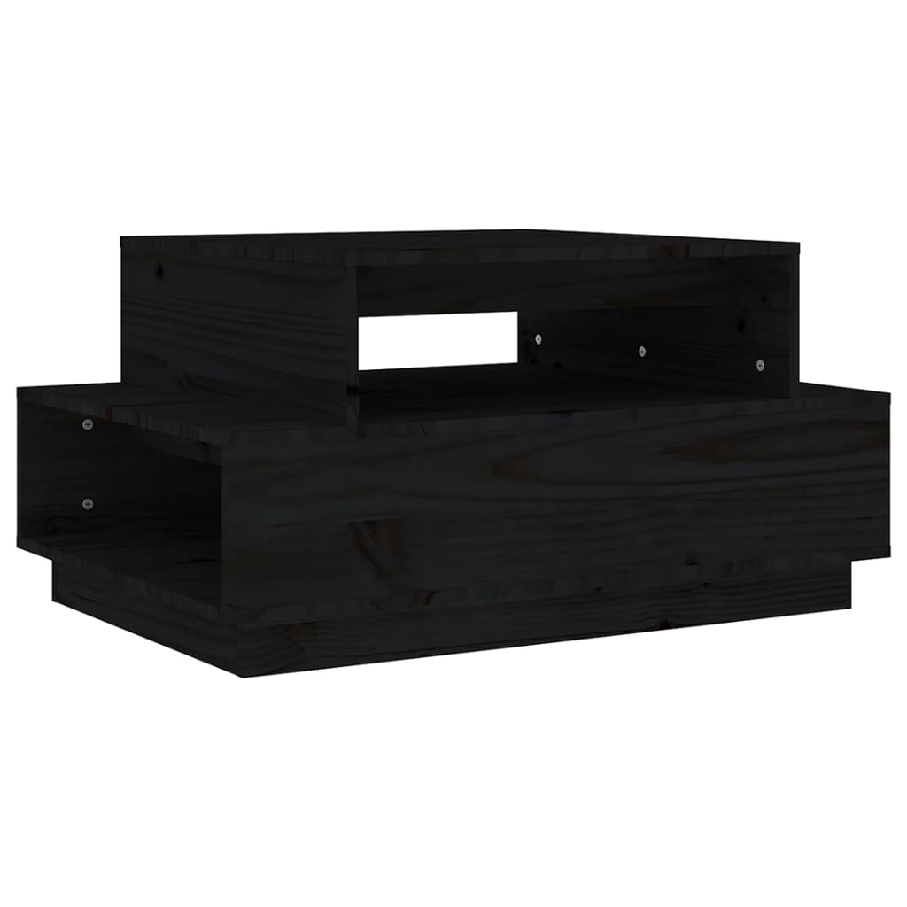 Table basse Noir 80x55x40,5 cm Bois massif de pin