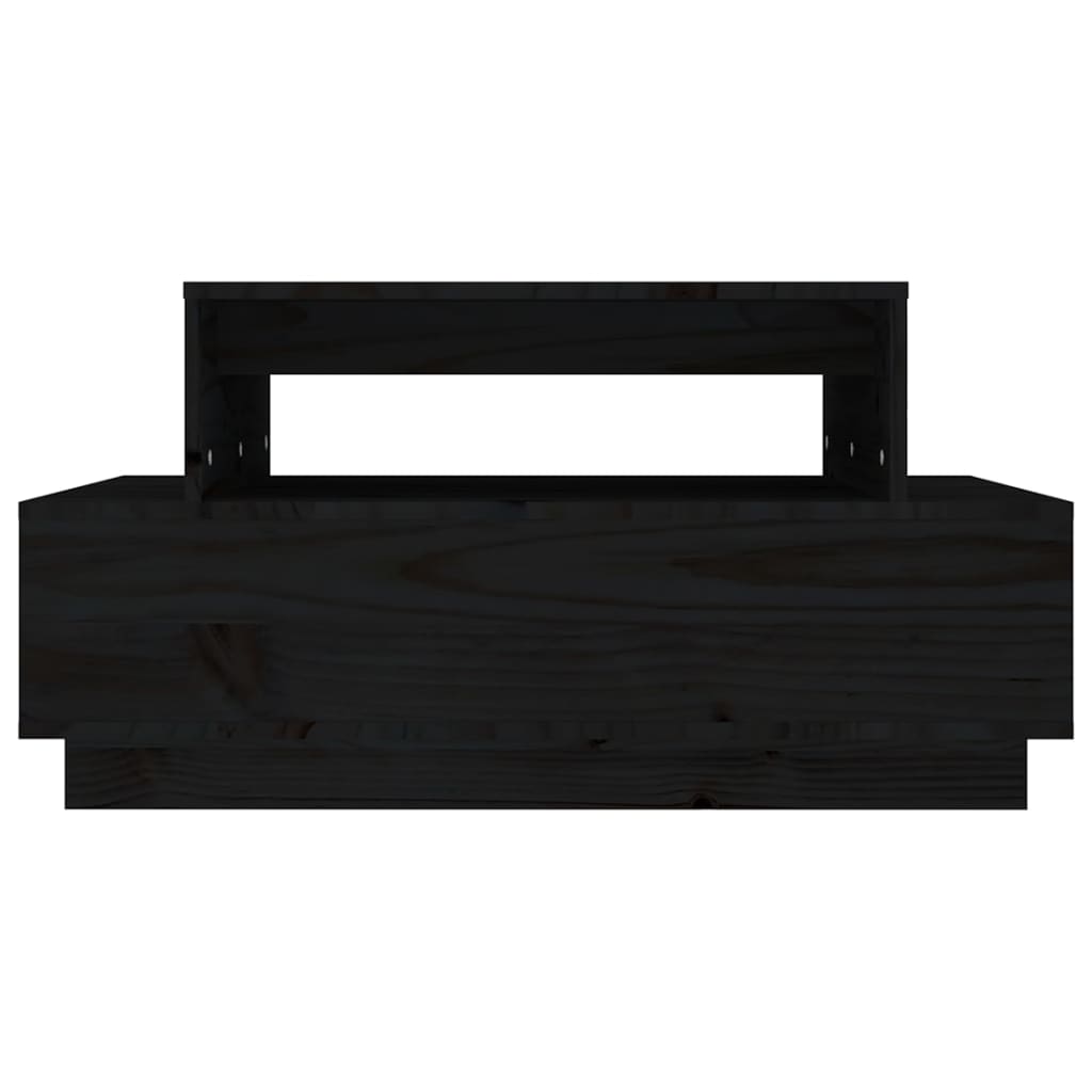 Table basse Noir 80x55x40,5 cm Bois massif de pin