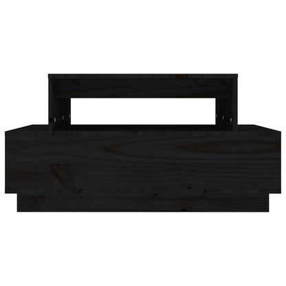 Table basse Noir 80x55x40,5 cm Bois massif de pin