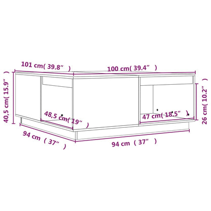 Table basse Marron miel 100x101x40,5 cm Bois massif de pin