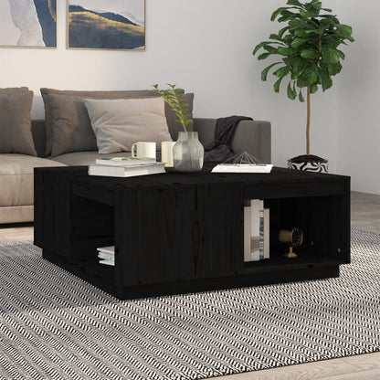 Table basse Noir 100x101x40,5 cm Bois massif de pin