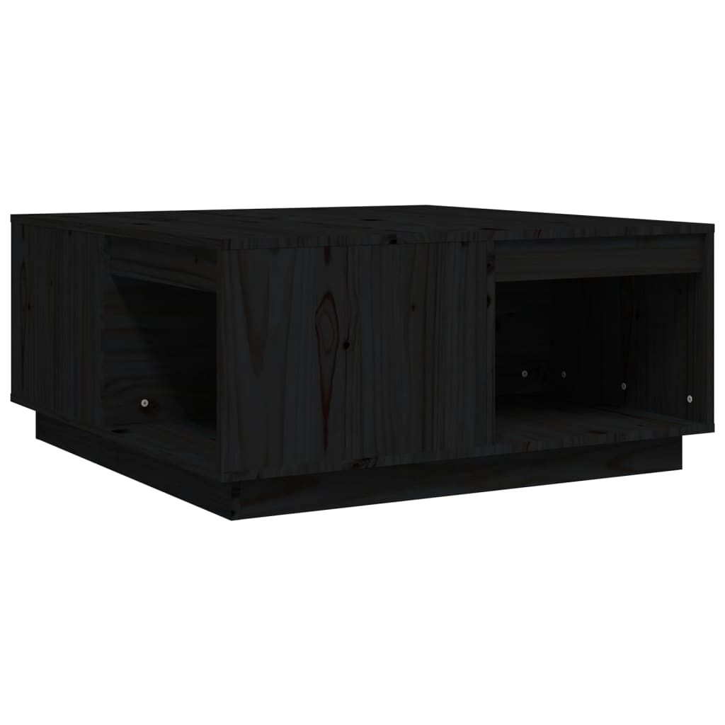 Table basse Noir 80x81x36,5 cm Bois massif de pin