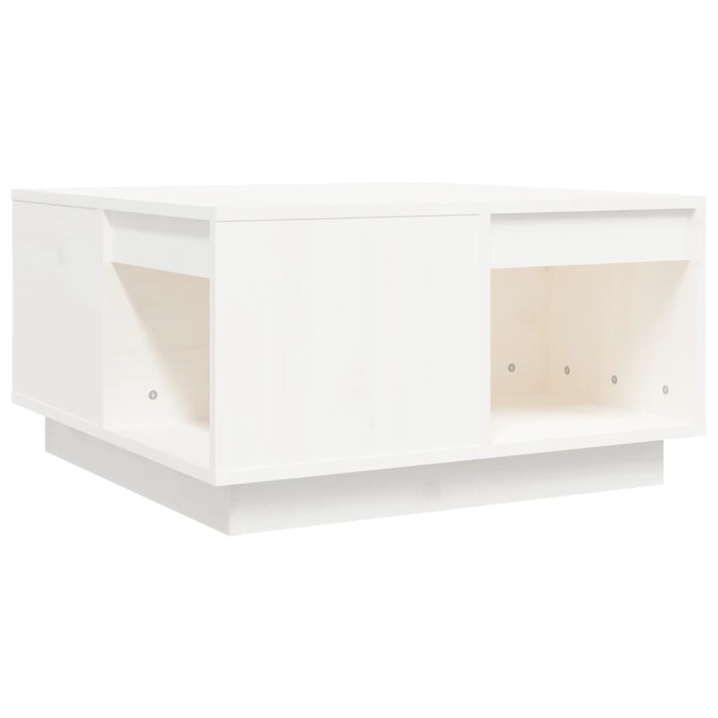 Table basse Blanc 60x61x32,5 cm Bois massif de pin