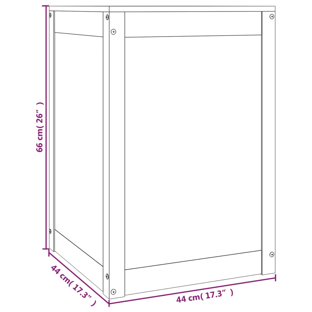 Boîte à linge Gris 44x44x66 cm Bois massif de pin