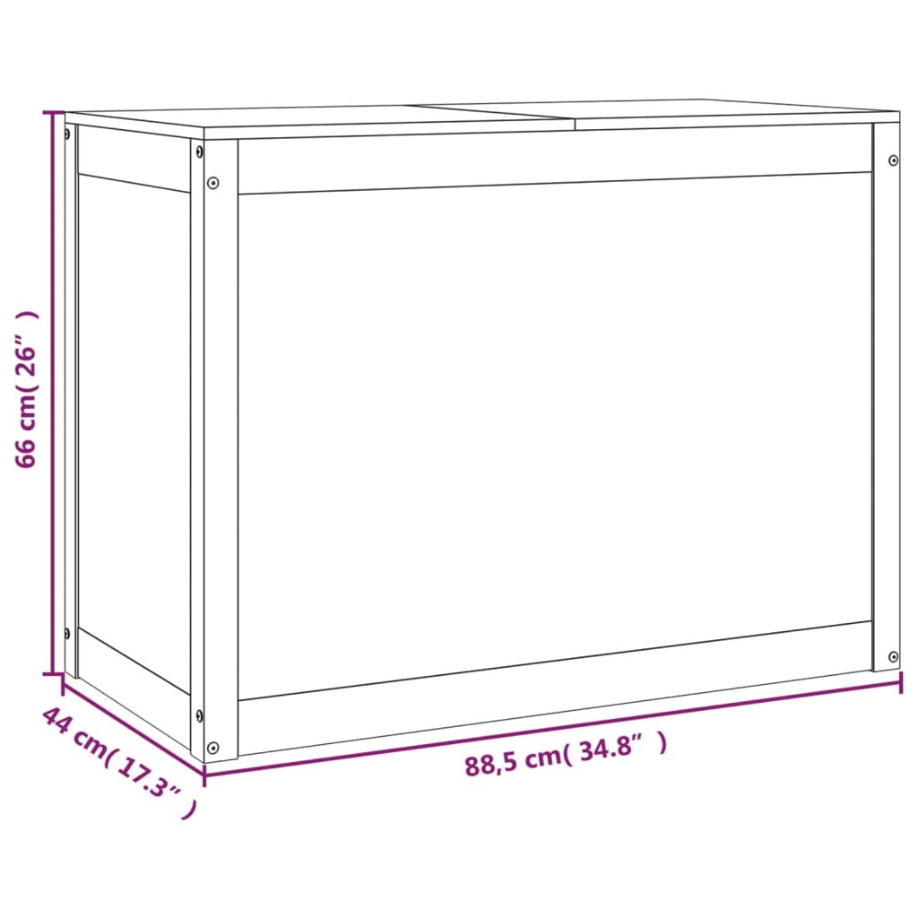 Boîte à linge Gris 88,5x44x66 cm Bois massif de pin