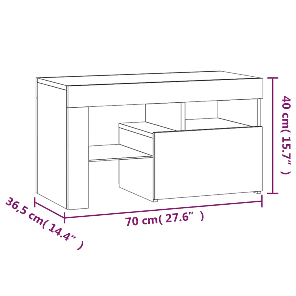 Tables de chevet 2 pcs et lumières LED Noir 70x36,5x40 cm