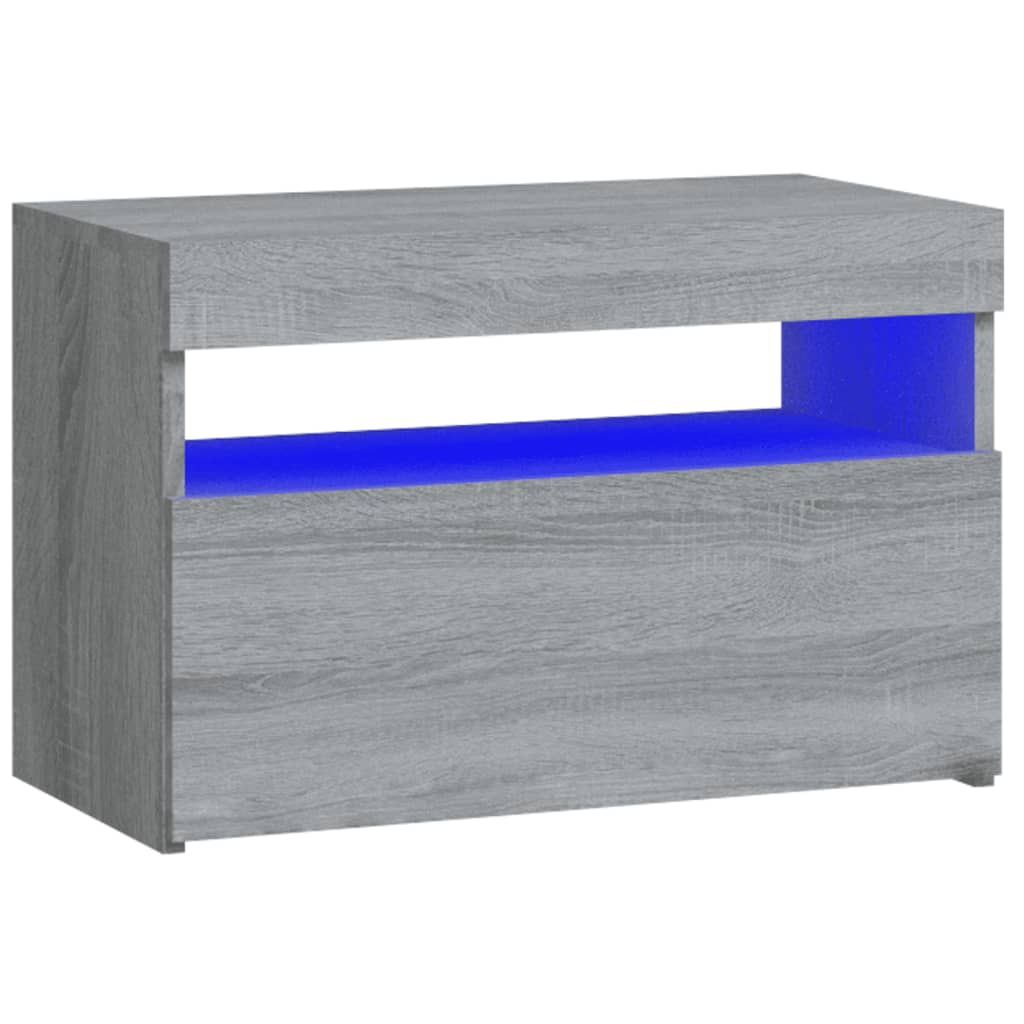 Table de chevet avec lumières LED Sonoma gris 60x35x40 cm