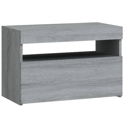 Table de chevet avec lumières LED Sonoma gris 60x35x40 cm