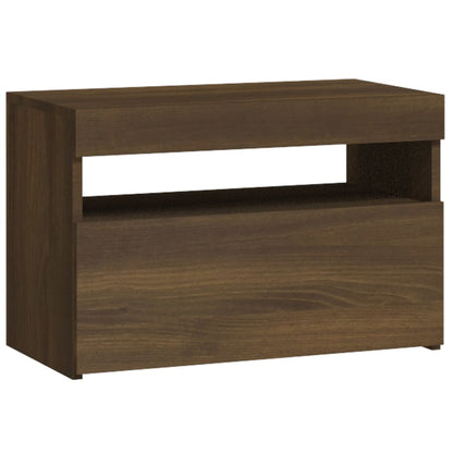 Table de chevet avec lumières LED Chêne marron 60x35x40 cm