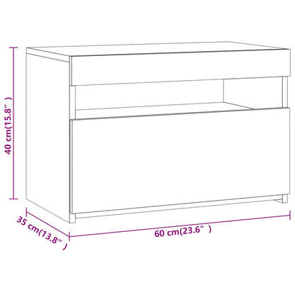 Table de chevet avec lumières LED Chêne marron 60x35x40 cm