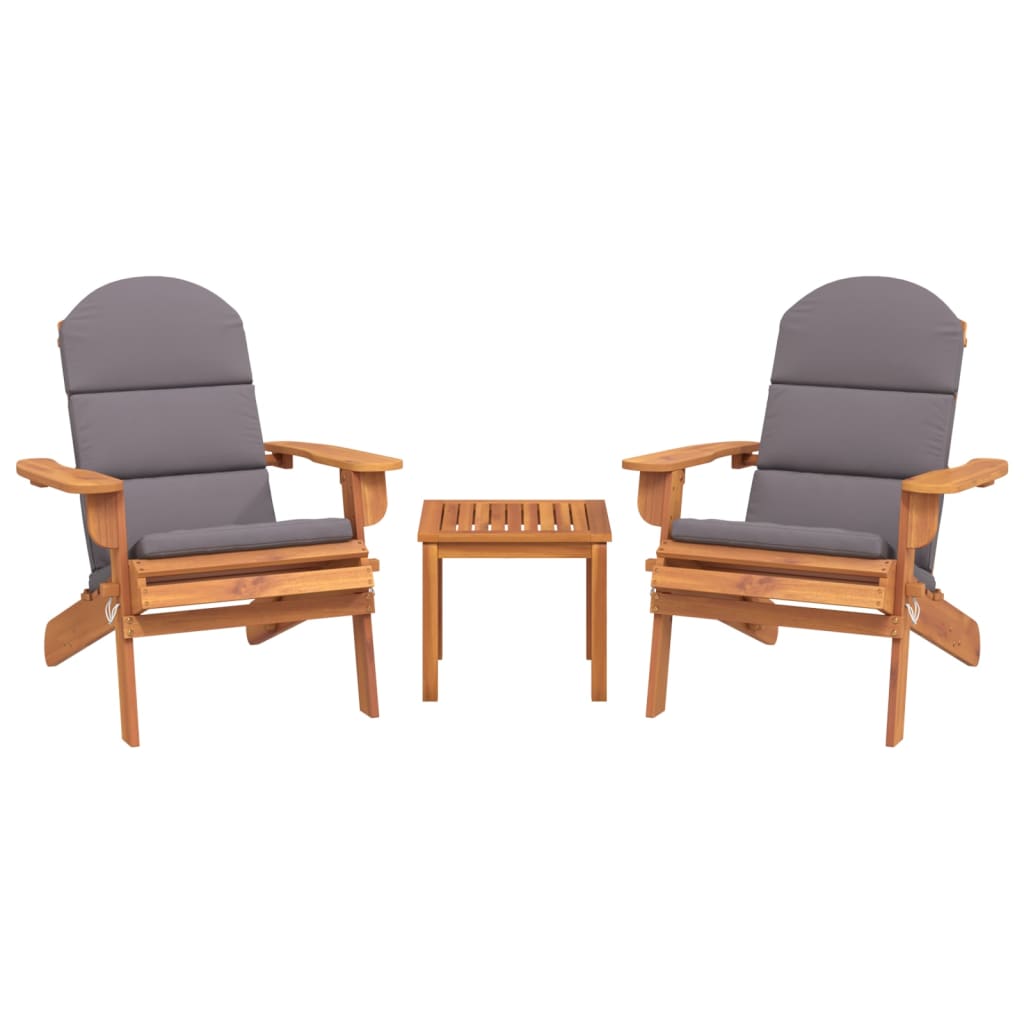 Ensemble de salon de jardin Adirondack 3 pcs bois acacia solide