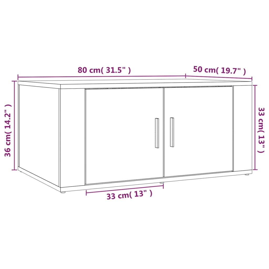 Table basse Blanc brillant 80x50x36 cm Bois d'ingénierie