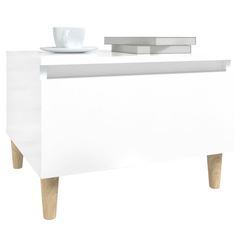 Tables d'appoint 2pcs Blanc brillant 50x46x35cm Bois ingénierie